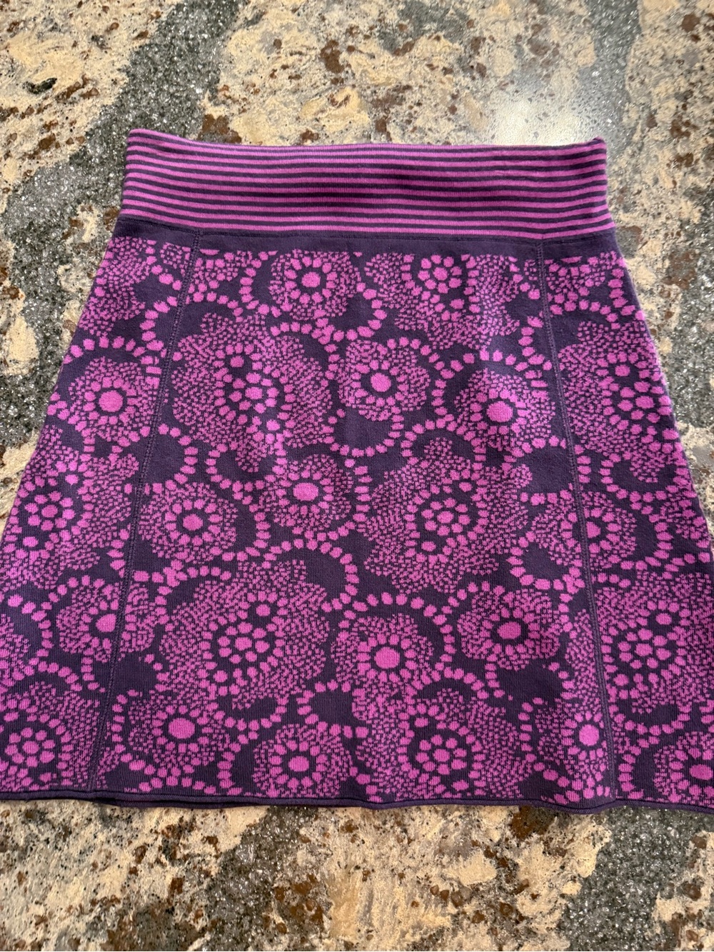 Title Nine Purple Floral Knit A-Line Skirt